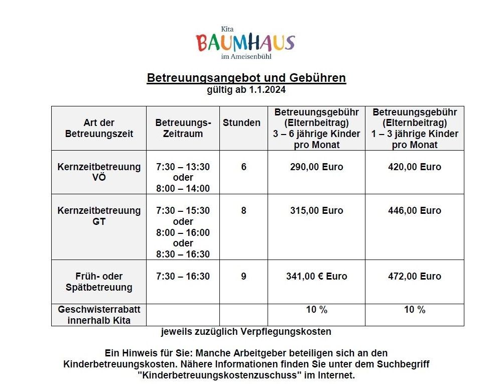Klick zum Download – Datei Betreuungsangebot und Gebühren - Kita Baumhaus